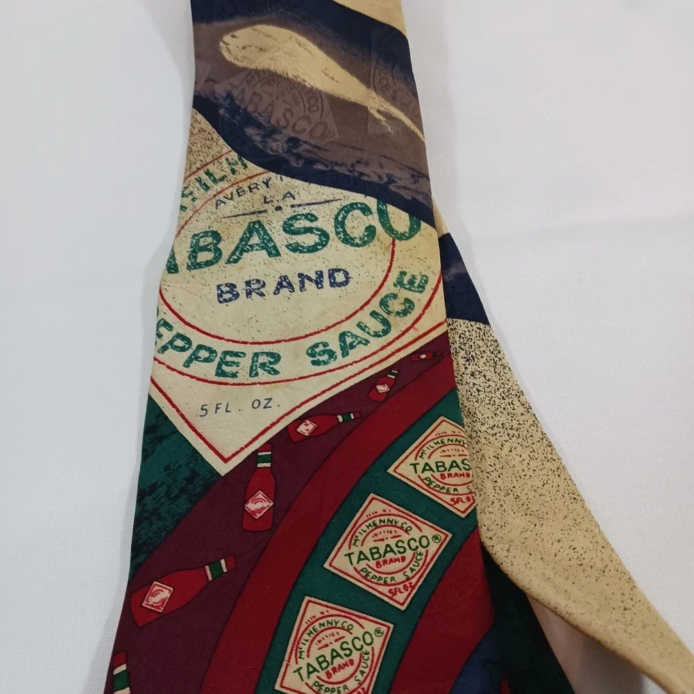 Tabasco Necktie Mens OS Multicolor Excellent Silk Blend Novelty Pepper Sauce Tie